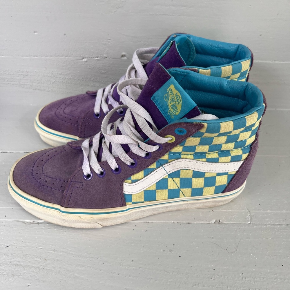 Vans SK8-Hi Checkered Purple/Neon Skateboarding Shoes Women’s (Size: 7 ) 500714